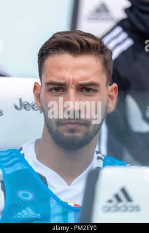 Mattia De Sciglio (Juventus) während Erie der Italienischen eine "Übereinstimmung zwischen Juventus 2-1 Sassuolo bei Allianz Stadion am 16. September 2018 in Turin, Italien. (Foto von Maurizio Borsari/LBA) Stockfoto