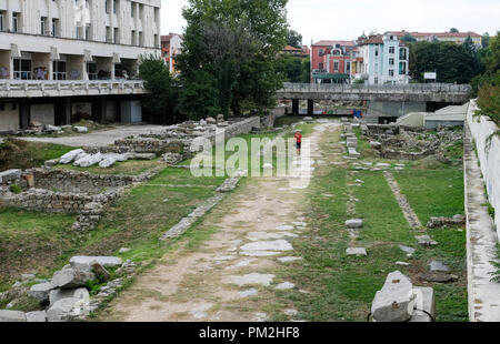 Plowdiw, Bulgarien. 12 Sep, 2018. 12.09.2018, Plovdiv, Bulgarien: das Forum Romanum in der Mitte. Plovdiv ist die älteste ständig bewohnte Stadt in Europa und eine der ältesten der Welt. Im Jahr 2019 wird die Stadt Europäische Kulturhauptstadt sein. Foto: Jens Kalaene/dpa-Zentralbild/ZB/dpa/Alamy leben Nachrichten Stockfoto