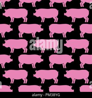 Schwein Muster Nahtlose. Schweinchen rosa Hintergrund. Schweinen Farm Animal Ornament. Vektor Textur Stock Vektor