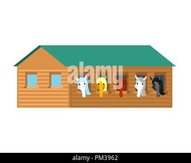 Stabile isoliert. stallung Pferd Holzhaus. Vector Illustration Stock Vektor