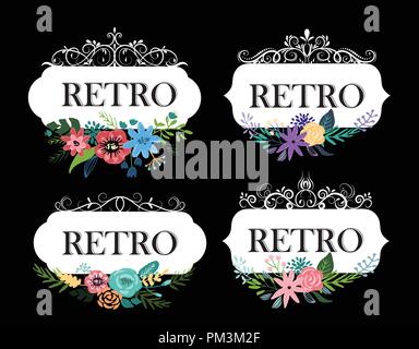 Hand cute floral logo Vorlage erstellt Stock Vektor