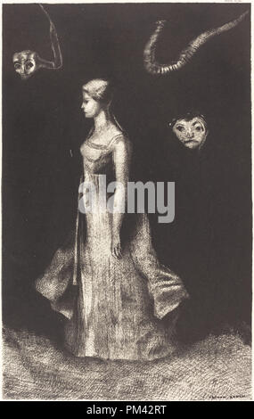 Hantise (besessenheit). Stand: 1894. Medium: Lithographie. Museum: Nationalgalerie, Washington DC. Autor: Odilon Redon. Stockfoto