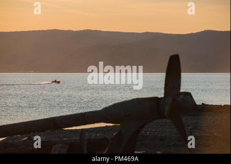 Feder Listvtanka Stadt auf Baykal See, Russland Stockfoto