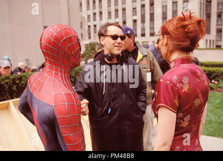 'Spider-Man' Tobey Maguire und Regisseur Sam Raimi, Kirsten Dunst 2002 Stockfoto