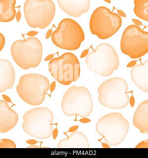 Apple Abstrakte nahtlose Muster in Orange palette Konzept für moderne Herbst Design. Vector Illustration auf weißem Hintergrund. Stock Vektor