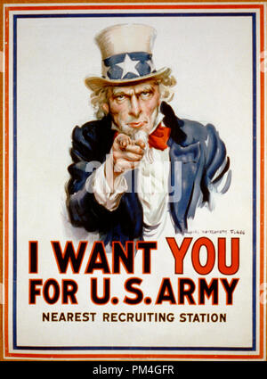 Uncle Sam "Ich möchte, dass Sie "US Army Recruiting Poster. Im Jahr 1916 erstellt wurde. Ursprüngliche Abbildung von James Montgomery Flagg Datei Referenz Nr. 1003 001 THA Stockfoto