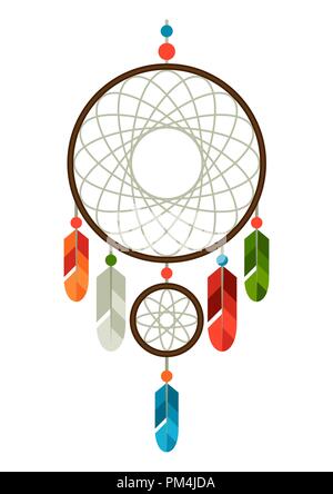 Dreamcatcher mit Federn. Stock Vektor