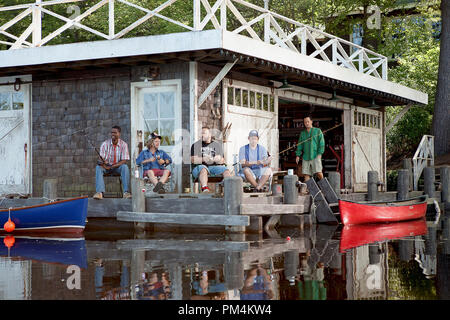 Kurt McKenzie (Chris Rock), Marcus Higgins (David Spade), Eric Lamonsoff (Kevin James), Lenny Feder (Adam Sandler) und Rob Hilliard (Rob Schneider) in Columbia Pictures'. Stockfoto