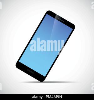 Schwarz smartphone Handy mit blauer Bildschirm Vektor-illustration EPS 10. Stock Vektor