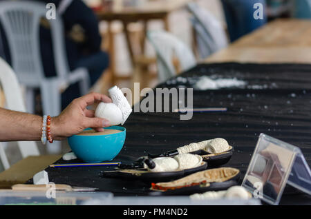 Tabak Pfeife aus meerschaum. Es ist handgemacht und Muster. Stockfoto