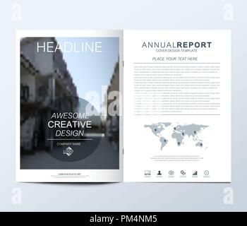 Moderne vector Template für Broschüre, Faltblatt, Flyer, Anzeige, Abdeckung, Katalog, Zeitschrift oder Jahresbericht. Karte Oberfläche, urban Cityscape, unscharfes Bild, urbanen Landschaft. Stock Vektor