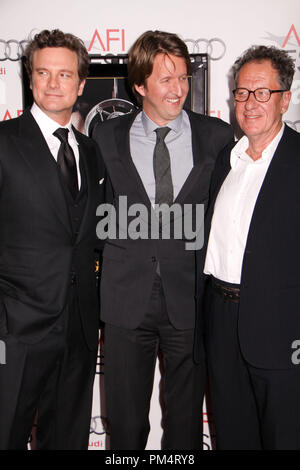 Tom Hooper, Colin Firth, Geoffrey Rush 05.11.10, "The Kings Speech" premiere, Grauman es Chinese Theater, Hollywood, Foto von Izumi Hasegawa/www.HollywoodNewsWire.net Stockfoto