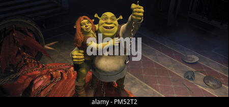 Shrek (MIKE MYERS) und Fiona (CAMERON DIAZ), um Ihre Liebe für Abenteuer in der von DreamWorks Animation Shrek Forever entdecken Nach' Stockfoto