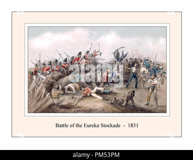 Schlacht von Eureka Stockade 1851 von J. B. Henderson. Zurücksetzen und aktualisiert Stockfoto