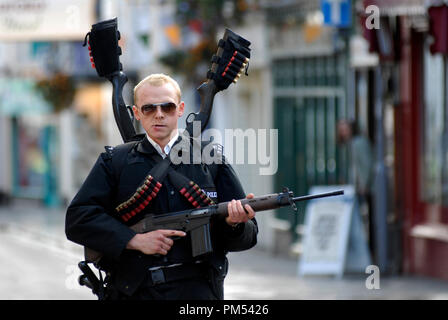 "Hot Fuzz" Simon Pegg © 2007 Rogue Pictures Stockfoto