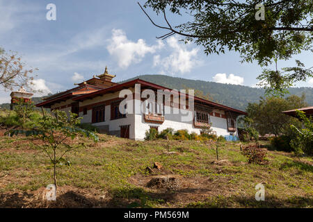 Chimi Lhakhang Tempel, ist auch als Tempel der Fruchtbarkeit bekannt. Bhutan. Stockfoto