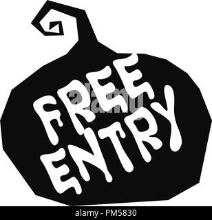 Eintritt frei Label für Kürbis, halloween Tag, schwarze Silhouette, Emblem Design Template, Vector Illustration. Stock Vektor