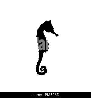 Vector Abbildung: schwarz seahorse Silhouette. Handzeichnung seahorse Silhouette Stock Vektor