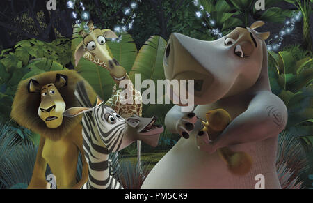 Film Still / Werbung immer noch von "Madagascar" Gloria das Nilpferd, Mort der kleinen Maus Lemur, Alex der Löwe, Melman die Giraffe, Marty das Zebra © 2005 Dream Works Foto: Dream Works Animation SKG-Datei Referenz # 307361117 THA nur für redaktionelle Verwendung - Alle Rechte vorbehalten Stockfoto