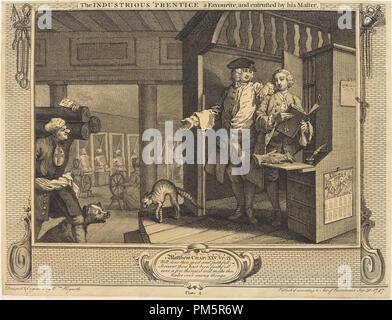 Die fleissigen "Lehrling einen Favoriten, und von seinem Meister anvertraut. Stand: 1747. Medium: Radierung und Gravur. Museum: Nationalgalerie, Washington DC. Autor: William Hogarth. Stockfoto