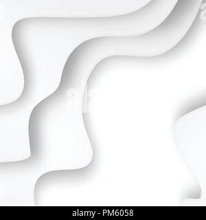 Moderne paper Art cartoon abstrakte grauen und weißen Wellen des Wassers. Realistische trendy Handwerk Stil. Origami design Vorlage. Stock Vektor