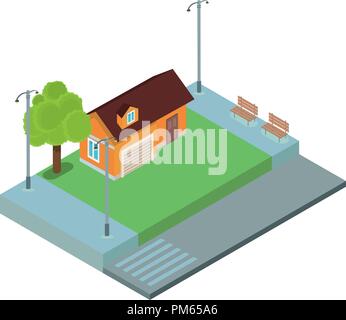Haus isometrische Landschaft Stock Vektor