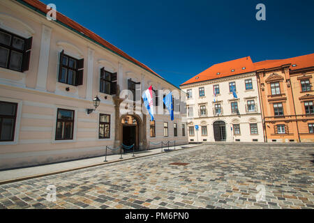 Historische Gebäude auf dem Markusplatz, Zagreb, Kroatien. Stockfoto