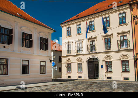 Historische Gebäude auf dem Markusplatz, Zagreb, Kroatien. Stockfoto