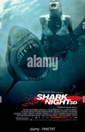 Ein Blatt SHARK NIGHT 3D-Poster Stockfoto