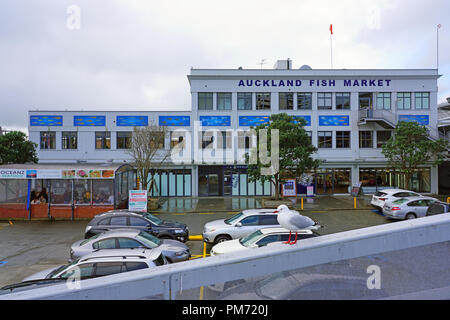 Blick auf die Auckland Fischmarkt in der Waterfront Wynyard Viertel in Auckland, Neuseeland Stockfoto