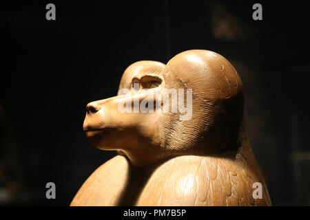 Das alte Ägypten. Abbildung von pavian hocken. Roter Quarzit. Amenhotep III. Dynastie 18. Neuen Reich. British Museum. Stockfoto