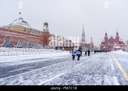 Moskau, Russland - Januar 31, 2018: Blick auf den Roten Platz im Winter Stockfoto