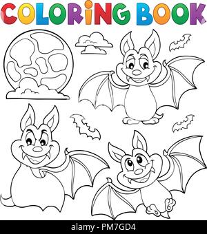 Malbuch Fledermäuse theme Sammlung 1-eps 10 Vector Illustration. Stock Vektor