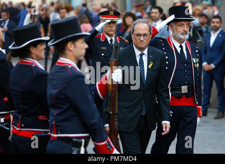 Quim Torra, Präsident der katalanischen Region Katalonien feiern in Barcelona ihre Iada, eine jährliche katalanischen Nationalismus Feier seit Jahrhunderten Stockfoto