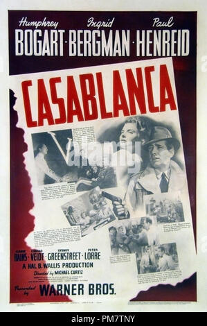 Humphrey Bogart und Ingrid Bergman, "Casablanca" 1942 Warner Poster Datei Referenz # 31386 758 THA Stockfoto