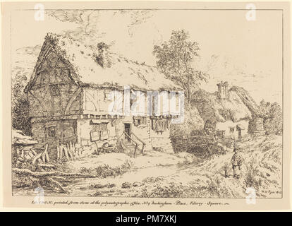 Alte Häuser. Stand: 1806. Medium: Feder und Tusche Lithographie. Museum: Nationalgalerie, Washington DC. Autor: William Henry Pyne. Stockfoto