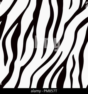 Zebrastreifen nahtlose Muster. Zebramuster, tierische Haut, Tiger stripes, abstraktes Muster, Hintergrund, Stoff. Erstaunlich Vector Illustration. Poster, Banner. Schwarze und weiße Artwork, Stock Vektor
