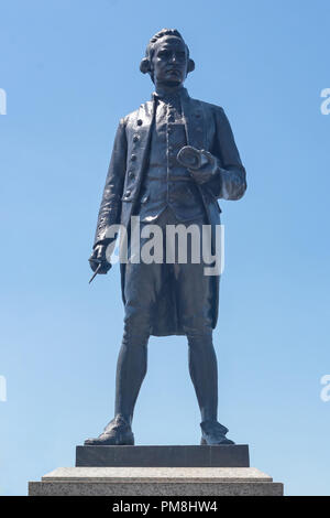 Skulptur von Kapitän James Cook, Victoria, der Hauptstadt von British Columbia, Kanada Stockfoto