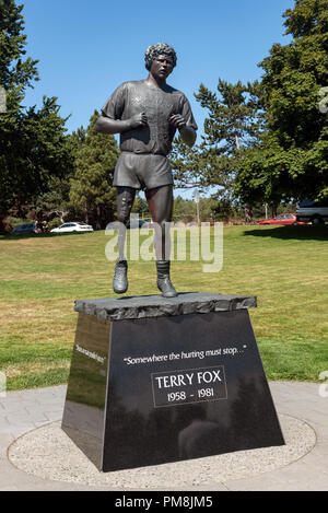 Skulptur von Terry Fox ist eine der berühmtesten Kanada zahlen und ist ein nationaler Held, Kanada Stockfoto