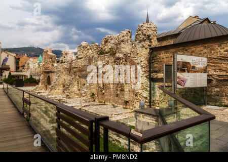 Blick auf die historische Taslihan Ruinen in Sarajewo, Bosnien und Herzegowina Stockfoto