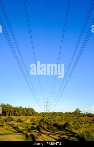 Eine Übertragung der Tower oder die auf dem Power Tower ist eine hohe Struktur, die in der Regel eine stählerne Gittermast, verwendet eine Freileitung zu unterstützen. Sie sind in hohen verwendet. Stockfoto