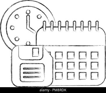 Office Kalender Uhrzeit Diskette Stock Vektor