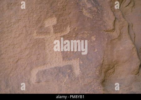 Petroglyphen von Chaco Canyon, Anasazi Aufstellungsort in New Mexiko. Foto Stockfoto