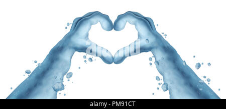 Schneemann hand Herz Form als kaltem Eis Winter liebe Jahreszeit Schnee Charakter mit 3D-Illustration Elemente. Stockfoto