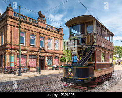 Crich Straßenbahn Village Museum, Derbyshire, Großbritannien Stockfoto