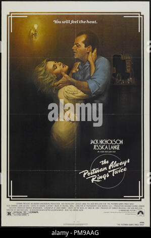 Studio Werbung: "Wenn der Postmann zweimal klingelt' 1981 MGM Poster Jack Nicholson, Jessica Lange Datei Referenz # 31955 005 THA Stockfoto