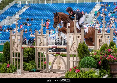 Piggy Französisch. Quarrycrest Echo. GBR. Dressurreiten Springreiten Tag 6. World Equestrian Games. WEG 2018 Tryon. North Carolina. USA. 17.09.2018. Stockfoto