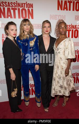 New York, NY, USA. 17 Sep, 2018. Odessa Junge, Suki Waterhouse, Hari Nef, Abra in der Ankunftshalle für ERMORDUNG NATION Screening, Metrograph, New York, NY 17. September 2018. Credit: Jason Smith/Everett Collection/Alamy leben Nachrichten Stockfoto