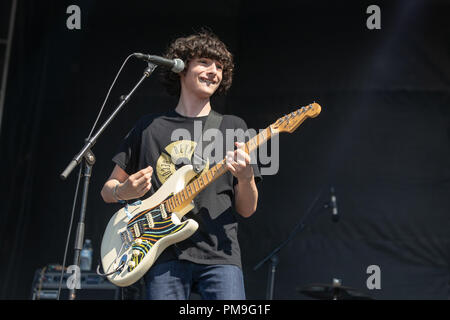 Chicago, Illinois, USA. 16 Sep, 2018. FINN WOLFHARD von Calpurnia während Riot Fest am Douglas Park in Chicago, Illinois Credit: Daniel DeSlover/ZUMA Draht/Alamy leben Nachrichten Stockfoto