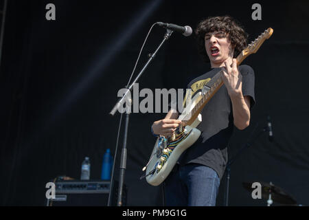 Chicago, Illinois, USA. 16 Sep, 2018. FINN WOLFHARD von Calpurnia während Riot Fest am Douglas Park in Chicago, Illinois Credit: Daniel DeSlover/ZUMA Draht/Alamy leben Nachrichten Stockfoto